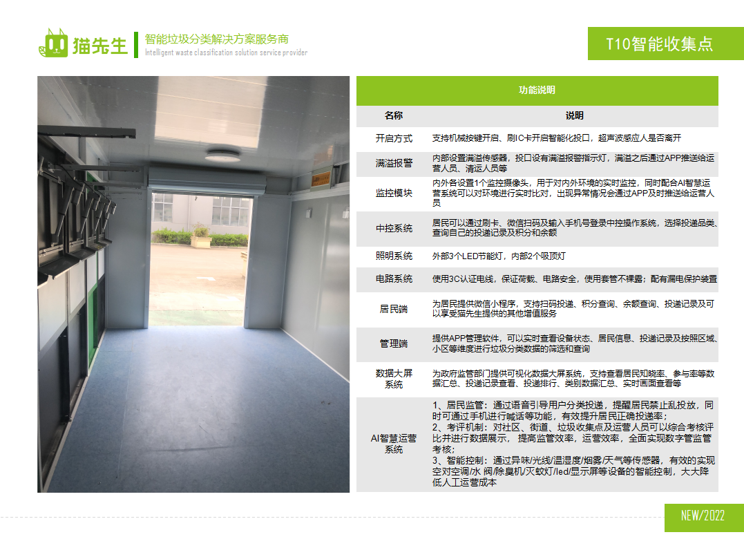 貓先生智能垃圾分類房，定時(shí)定點(diǎn)垃圾收集站 ，垃圾房功能說明